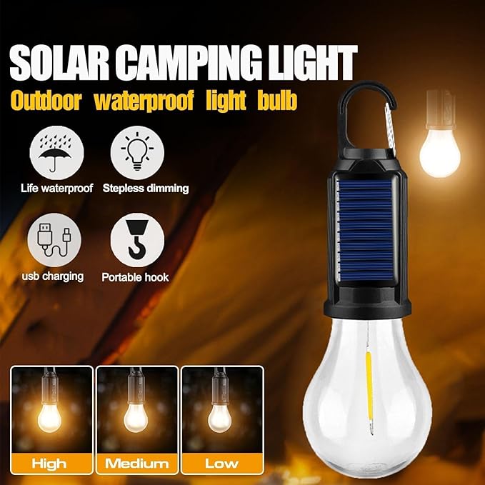 Solar USB Hanging Tent Lantern – Rechargeable LED Bulb-Up to 60% OFF Outdoor Deal!