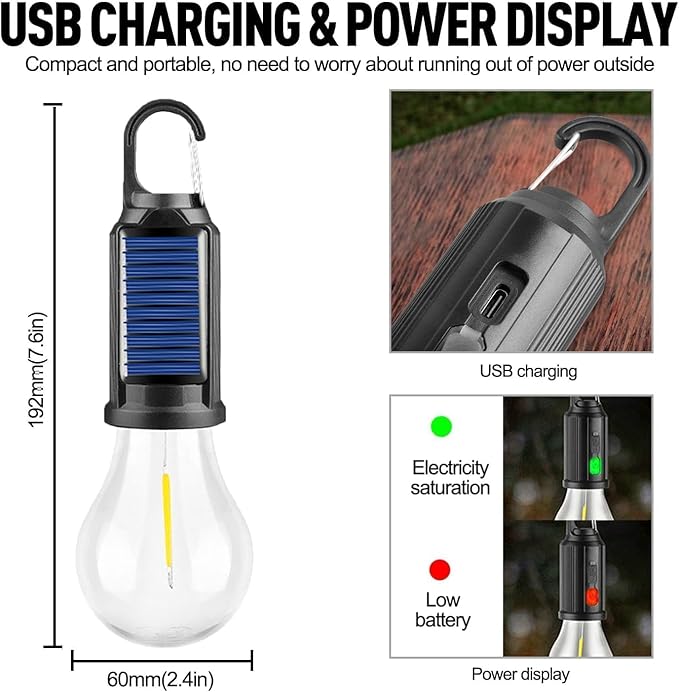 Solar USB Hanging Tent Lantern – Rechargeable LED Bulb-Up to 60% OFF Outdoor Deal!