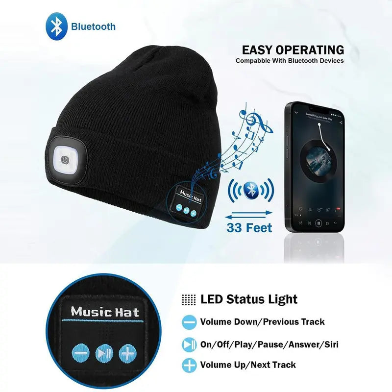 🧶HZA™ Smart Bluetooth Beanie — Music, Light & Warmth Combined